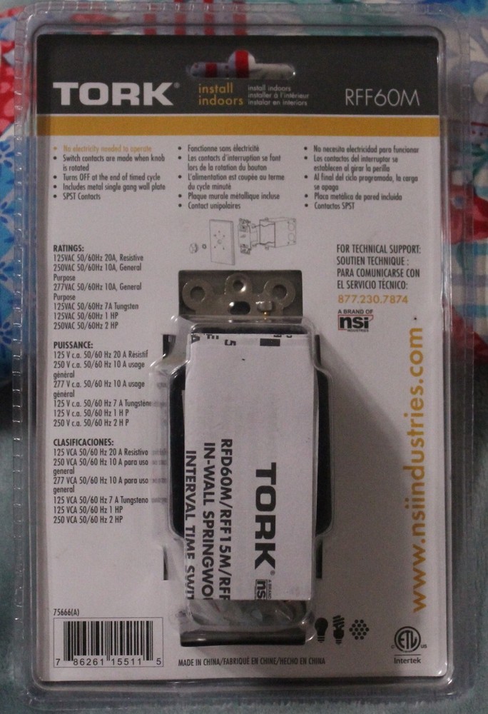 TORK RFF60M Indoor In-Wall Spring Wound Interval Timer Switch - NEW
