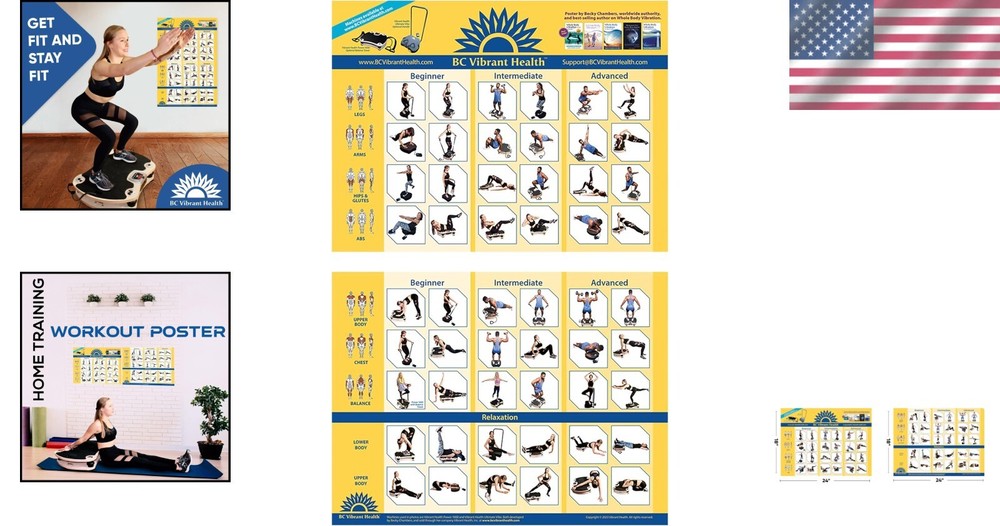 Durable 2-Pack Vibration Plate Exercise Posters - Easy Reference Workout Guide