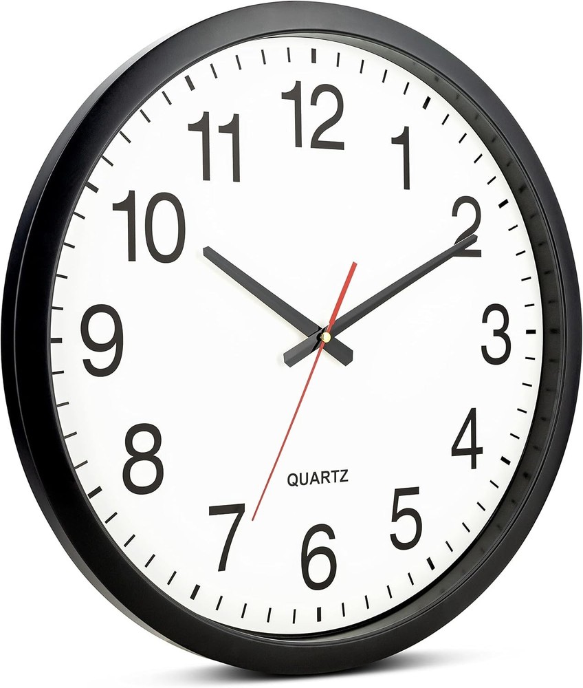 Stylish Large Black Wall Clock - Silent Quartz Movement