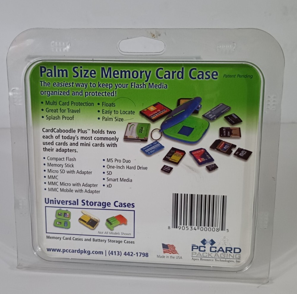 Palm Size Memory Card Case Universal Storage Cases From PC Card Packaging - New