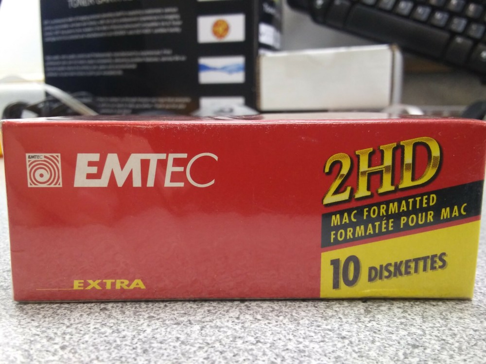 EMTEC 2HD MAC FORMATTED 3.5"/90mm 10 DISKETTES Sealed Package (PC Formatable)