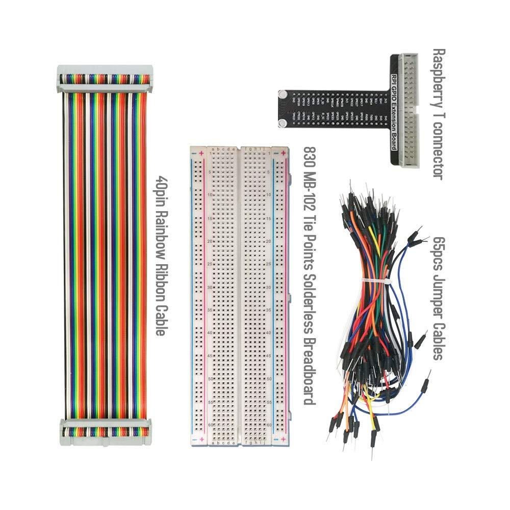 Raspberry Pi GPIO Breakout T-Type Board 830 Points Breadboard 65 Jumper Cables