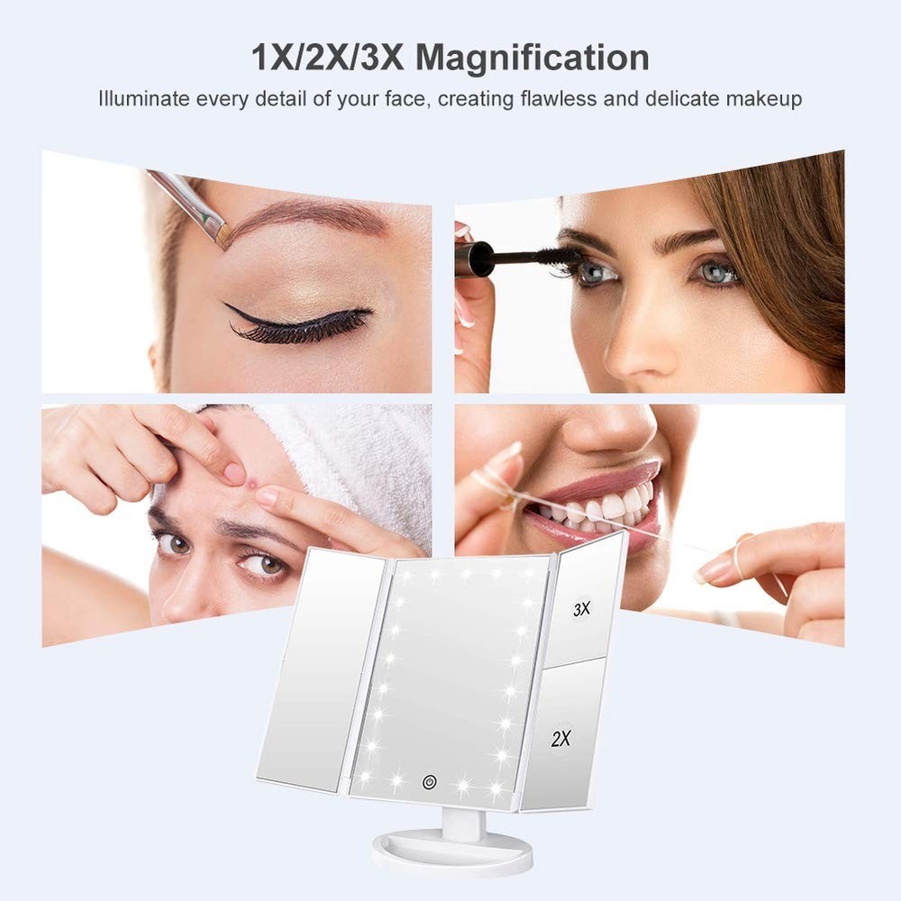 Makeup Mirror with 21 LED Lights,Two Power Supply Modes, Adjustable Touch Scr...