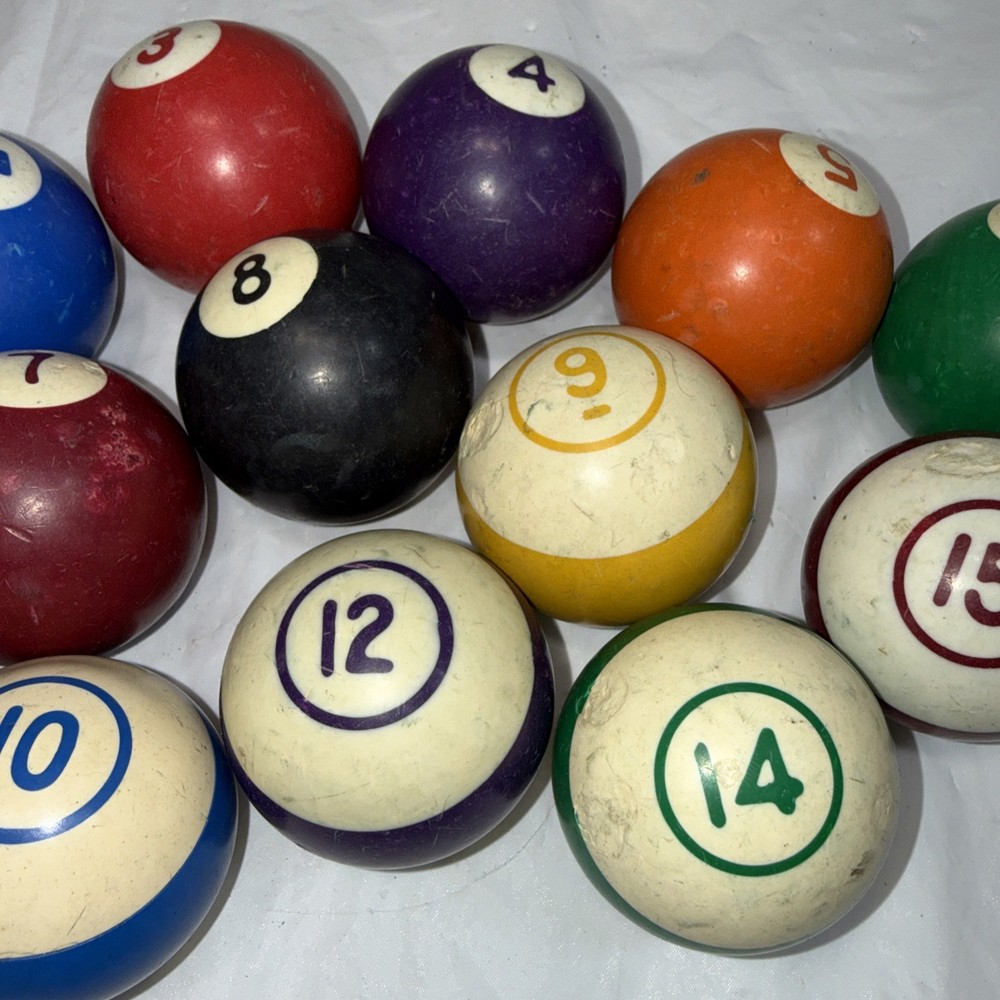 Vintage Striped & Solid Pool Ball Billiard 2 1/4" Replacement Balls Missing 11