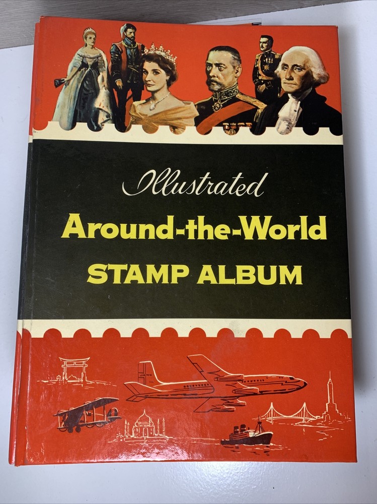 Vintage 1960 Illustrated Around-The-World Stamp Album - Without Stamps!