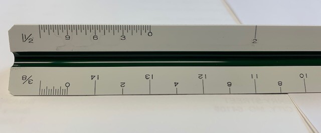 Teledyne Post Plastic Triangular 38CT-580 Architects Scale Ruler+Clear Case