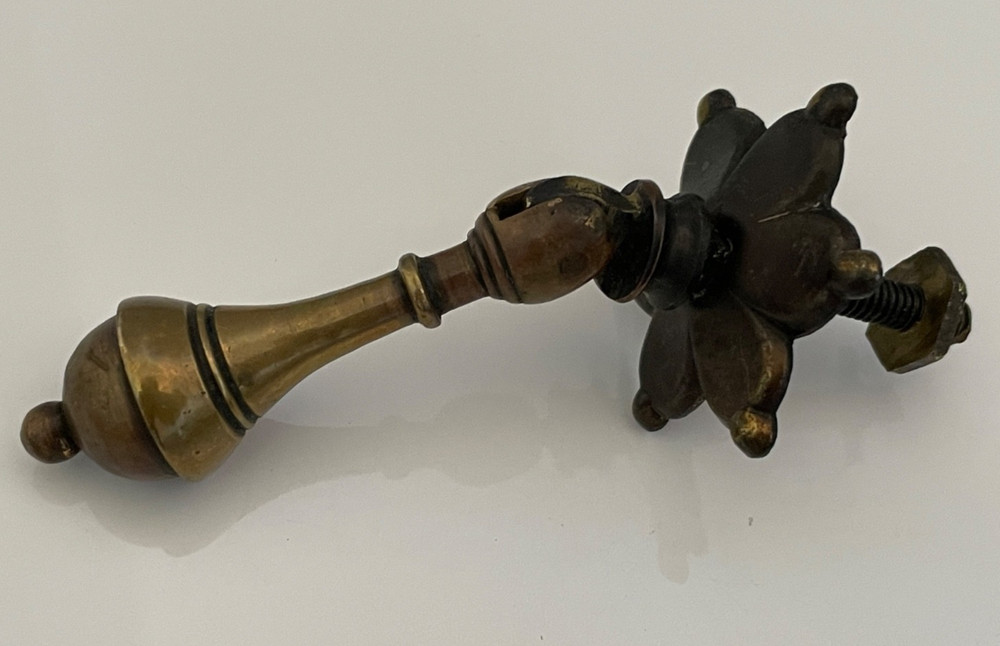 4 Georgian Antique Solid Brass Drawer Drop Handles Pulls c/w Fixing Bolts