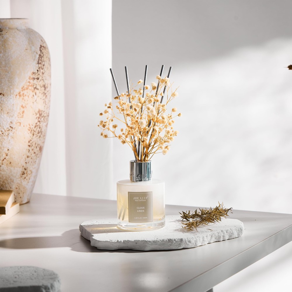 Reed Diffuser Set,3.38 fl oz (100 ml) - Clean Linen Oil Diffusers with 8 Reed...