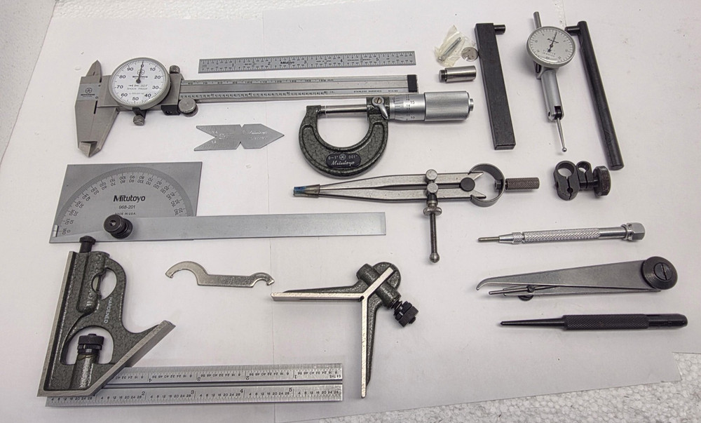 MITUTOYO TOOL SET KIT, Combination Square, Dial Caliper, Indicator, Micrometer..