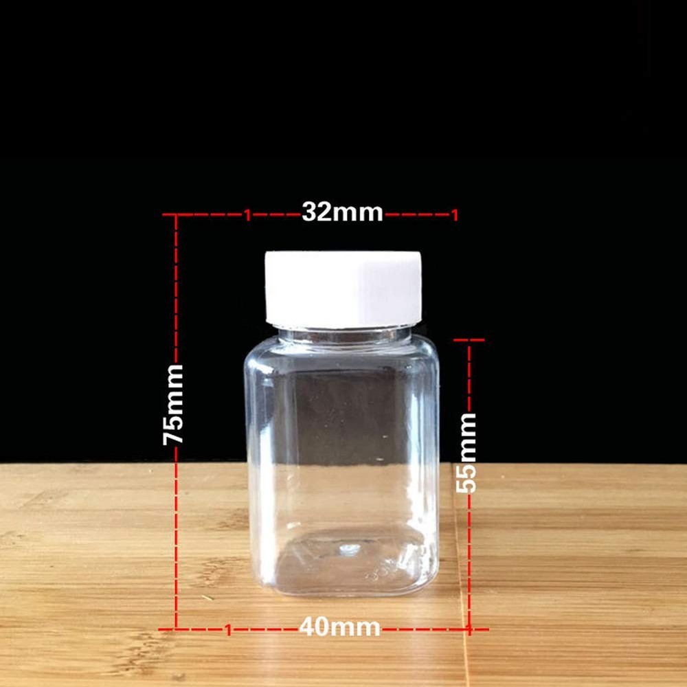 4 Pieces 80ml Empty Clear Plastic Pill Bottles Solid Powder Container Plastic...