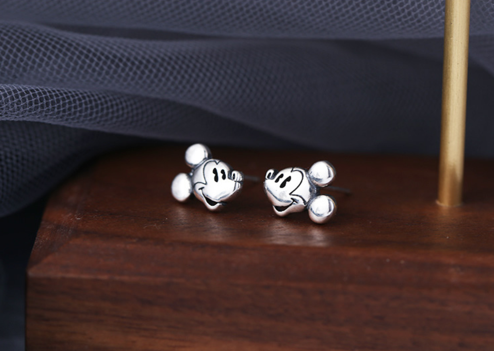 Adorable Silver Disney Mickey Mouse Stud Earrings