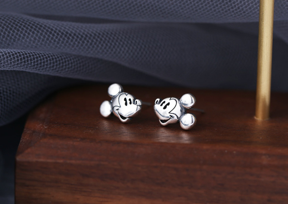Adorable Tiny Silver Disney Mickey Mouse Stud Earrings