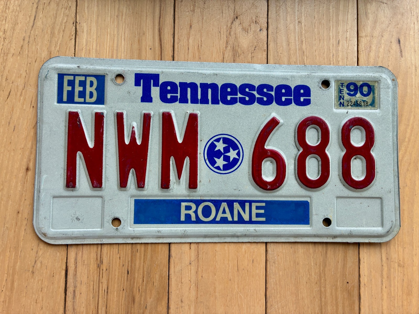 1990 Tennessee Roane County License Plate