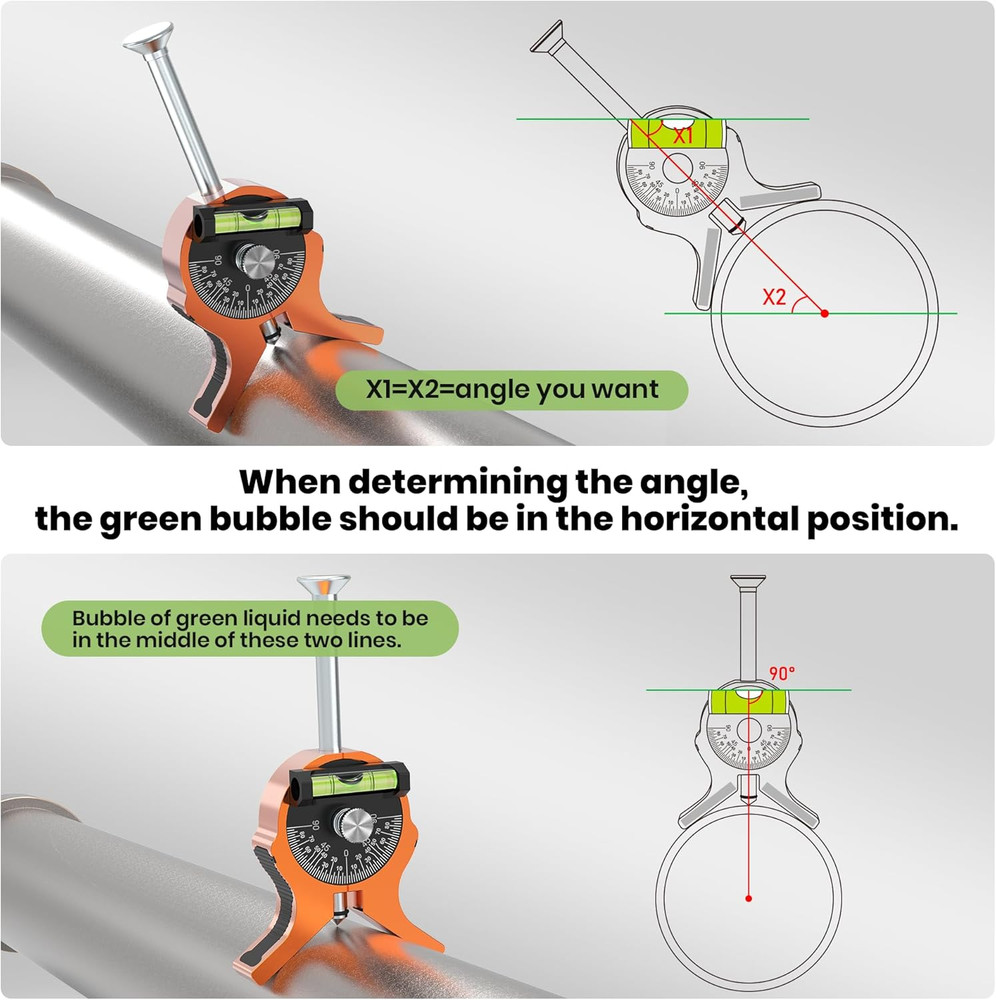 Precision Pipe Center Finder with Magnetic Base and Dial Bubble Protractor