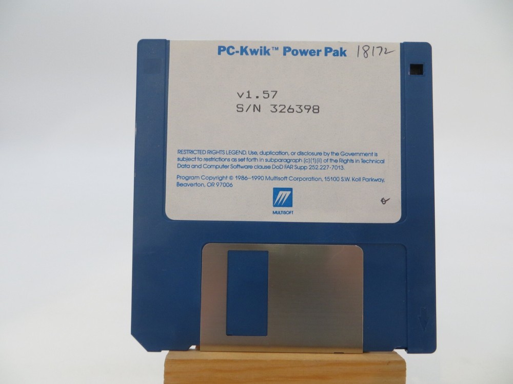 3.5" Floppy Disk PC-KWIK POWER PAK v1.57 1990 Multisoft computer disc vtg