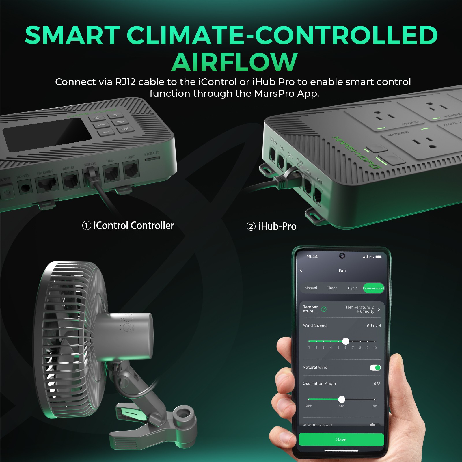 Mars Hydro 6-Inch Grow Tent Clip Fan, App-Controlled Oscillating