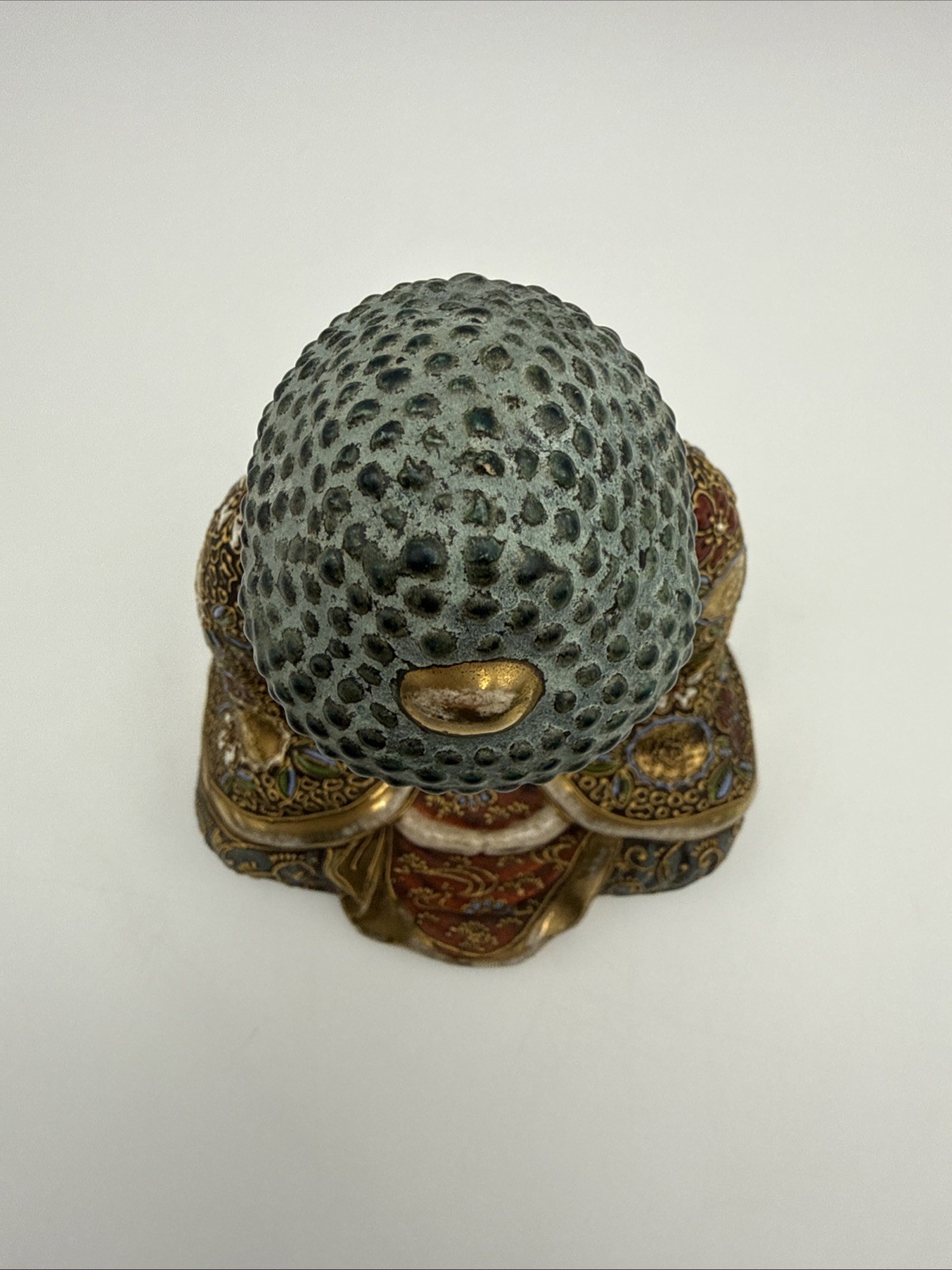 Vintage Japanese Satsuma Moriage Ceramic Buddha Figurine 8” High