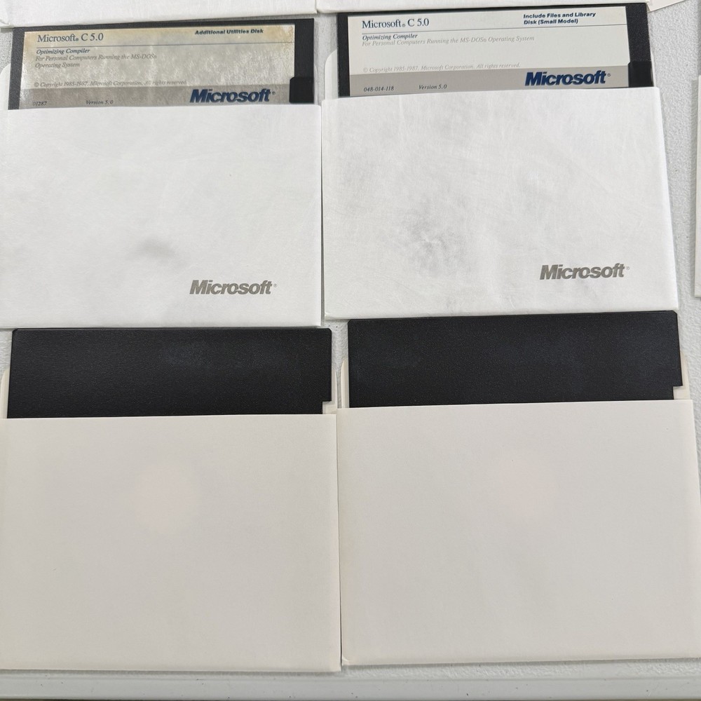 Vintage Software Microsoft C 5.0 Lot 5.25" Diskettes 1987