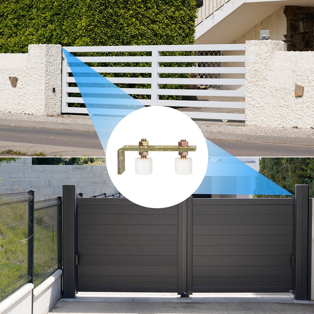 Slide Gate Guide Roller with L Post Bracket 1-5/8" Dual Nylon Rollers Gate