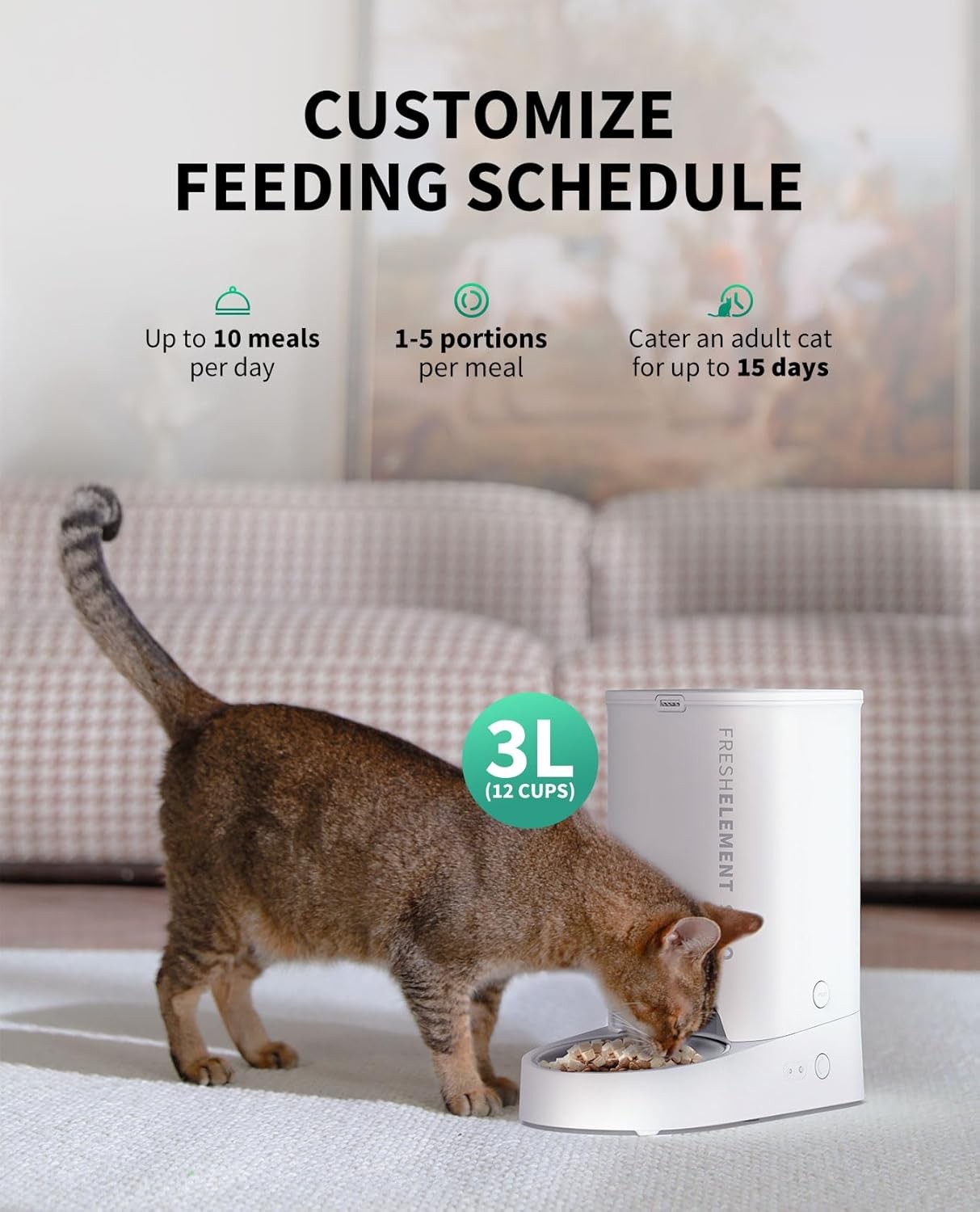 PETKIT 3L Automatic Cat Feeder, 2.4G WiFi Automatic Dog Feeder, Schedule Feeding