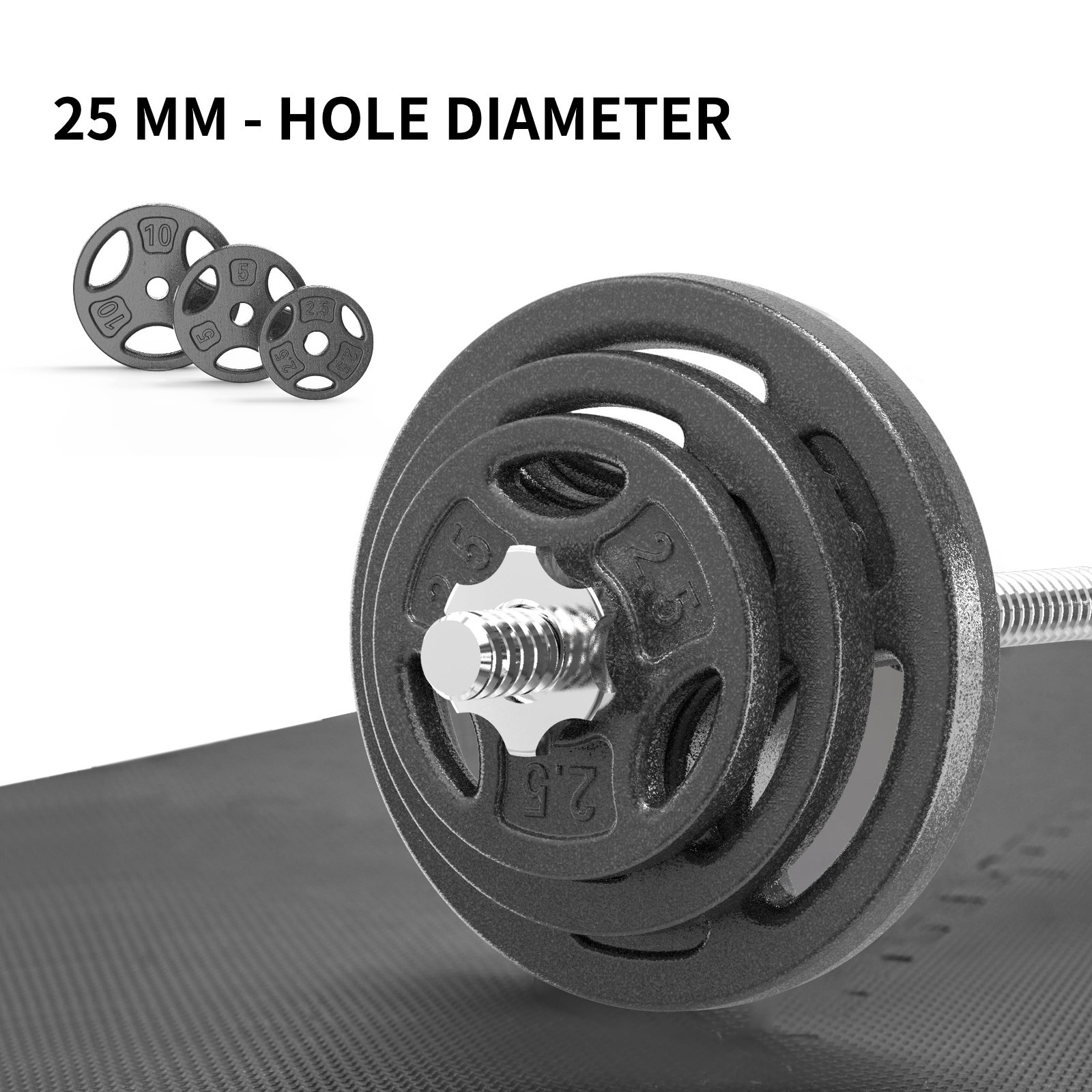 100LB Standard Cast Iron Weight Set – 1" Hole Plates for Dumbbells & Barbells