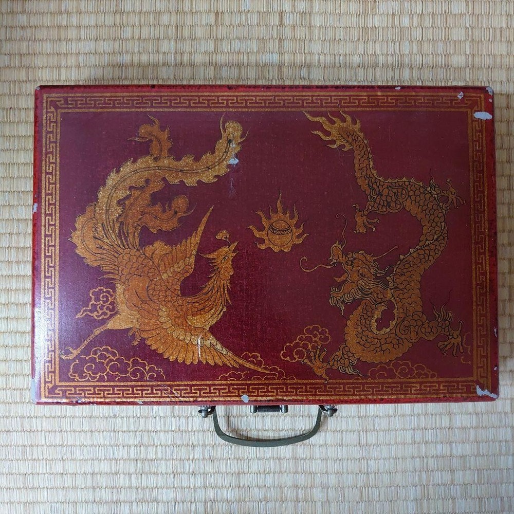 Mahjong tile set dragon and phoenix design