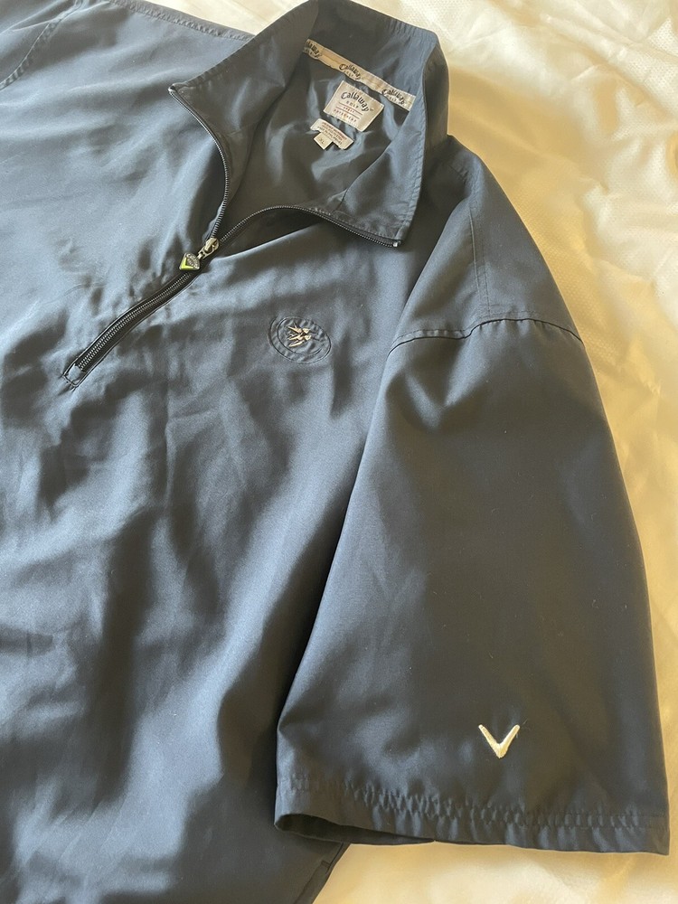 Callaway Golf Men XL Navy Pullover Jacket Half Zip Outerwear Brushed Microfiber
