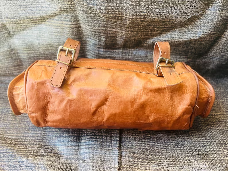 Bag Motorcycle Fork Tool Pouch Luggage Leather Front Handlebar Storage Saddlebag