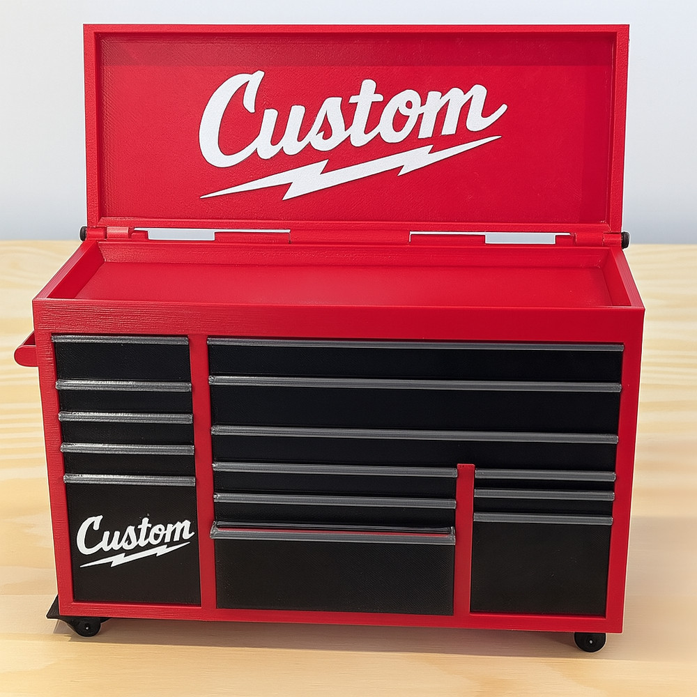 Mini Desk Tool Chest with Lid | Custom Rolling Tool Box – Perfect Gift for Dad