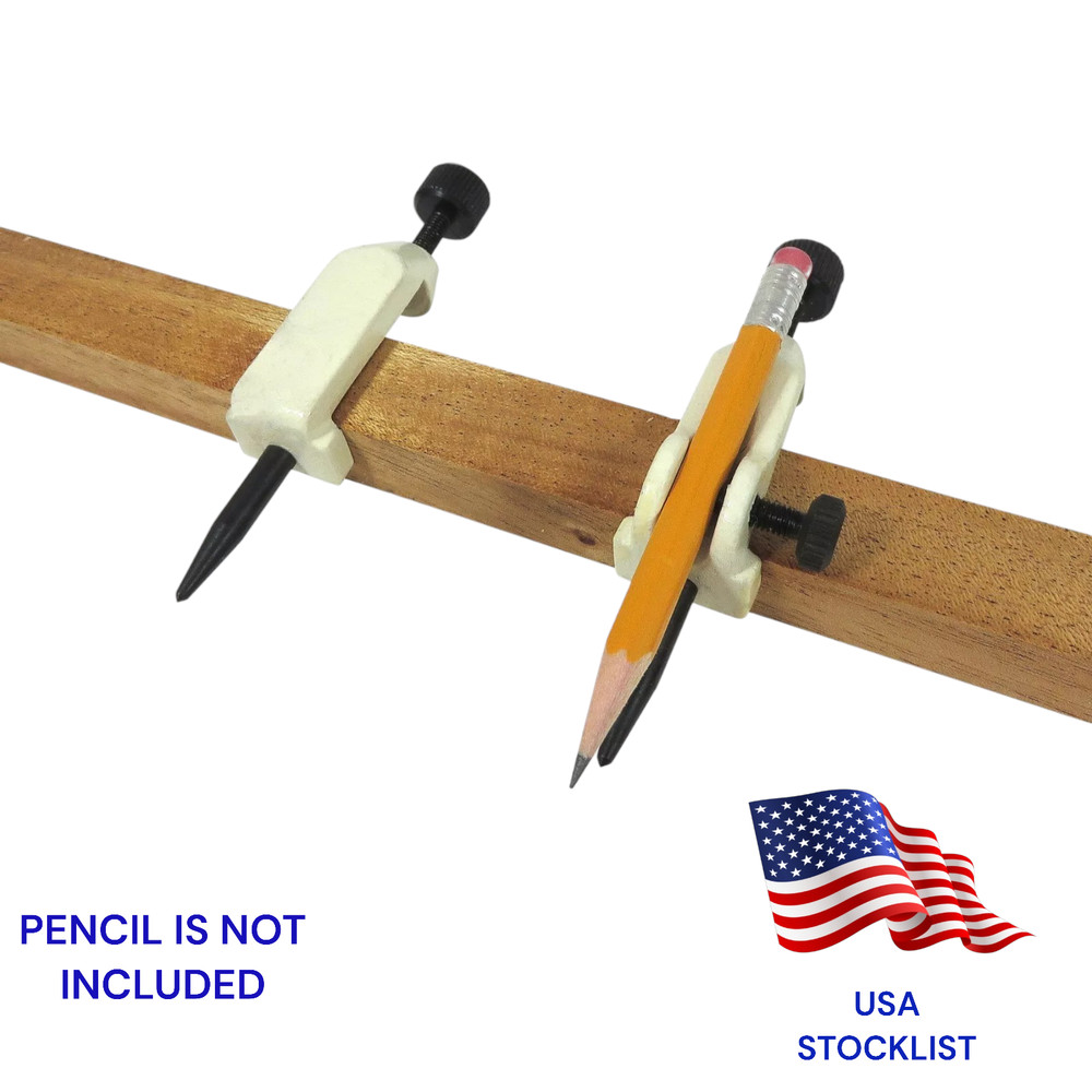 Compact Adjustable Trammel Head Set Beam Compass, Pencil Holders, Hardened Point