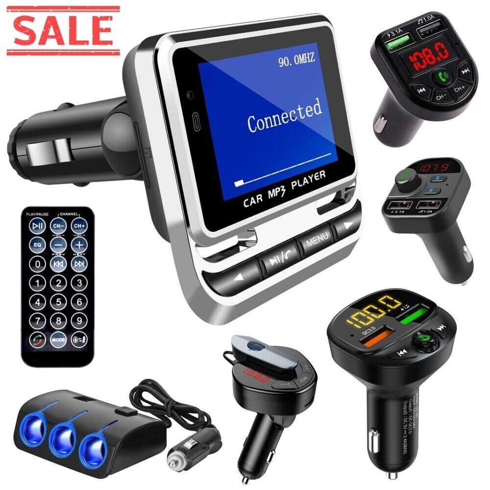 In Car Wireless Bluetooth 5.0 FM Transmitter AUX Receiver Adapter 2 USB Charger