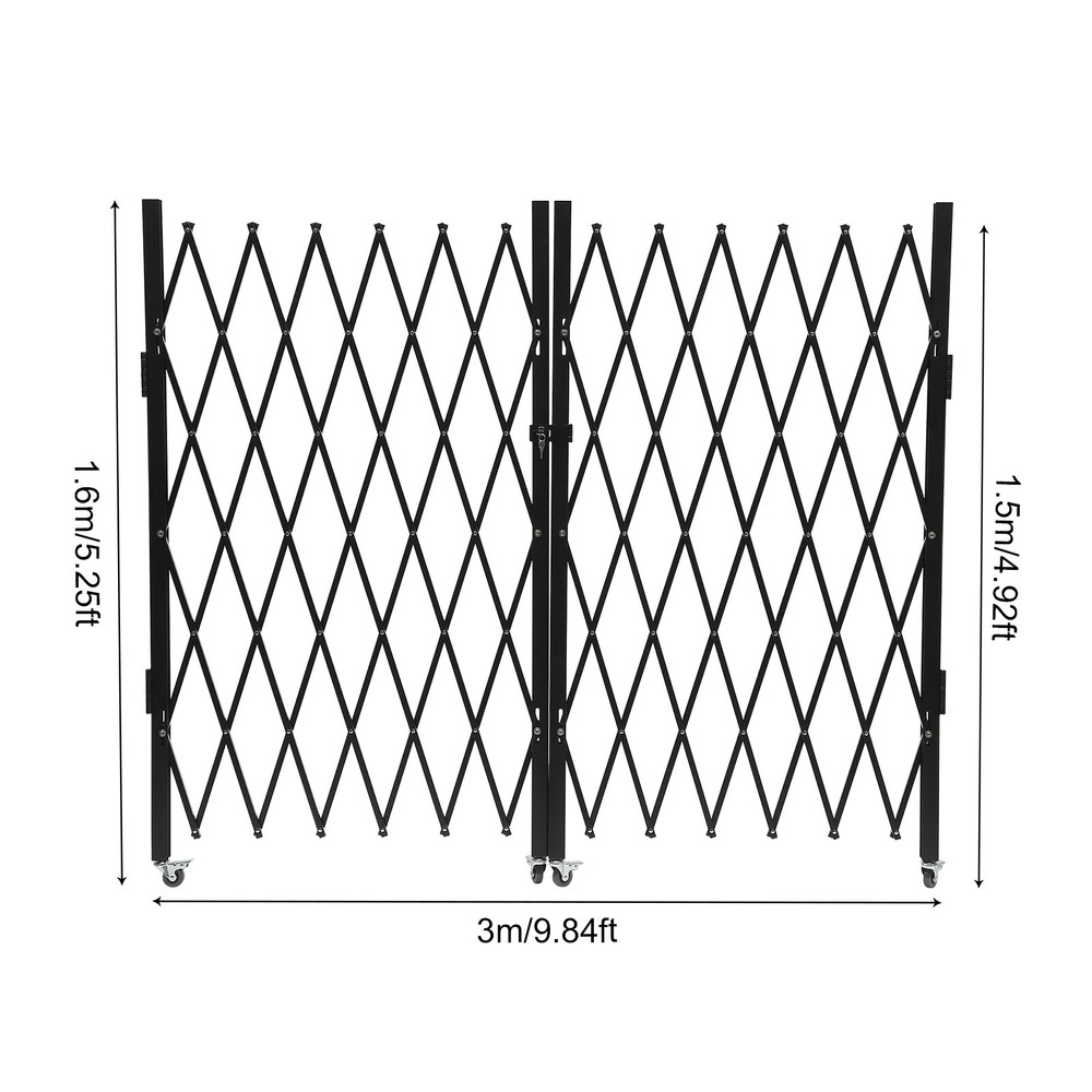 1.6*3m Double Folding Security Door 360° Rolling Barricade Gate with Keys