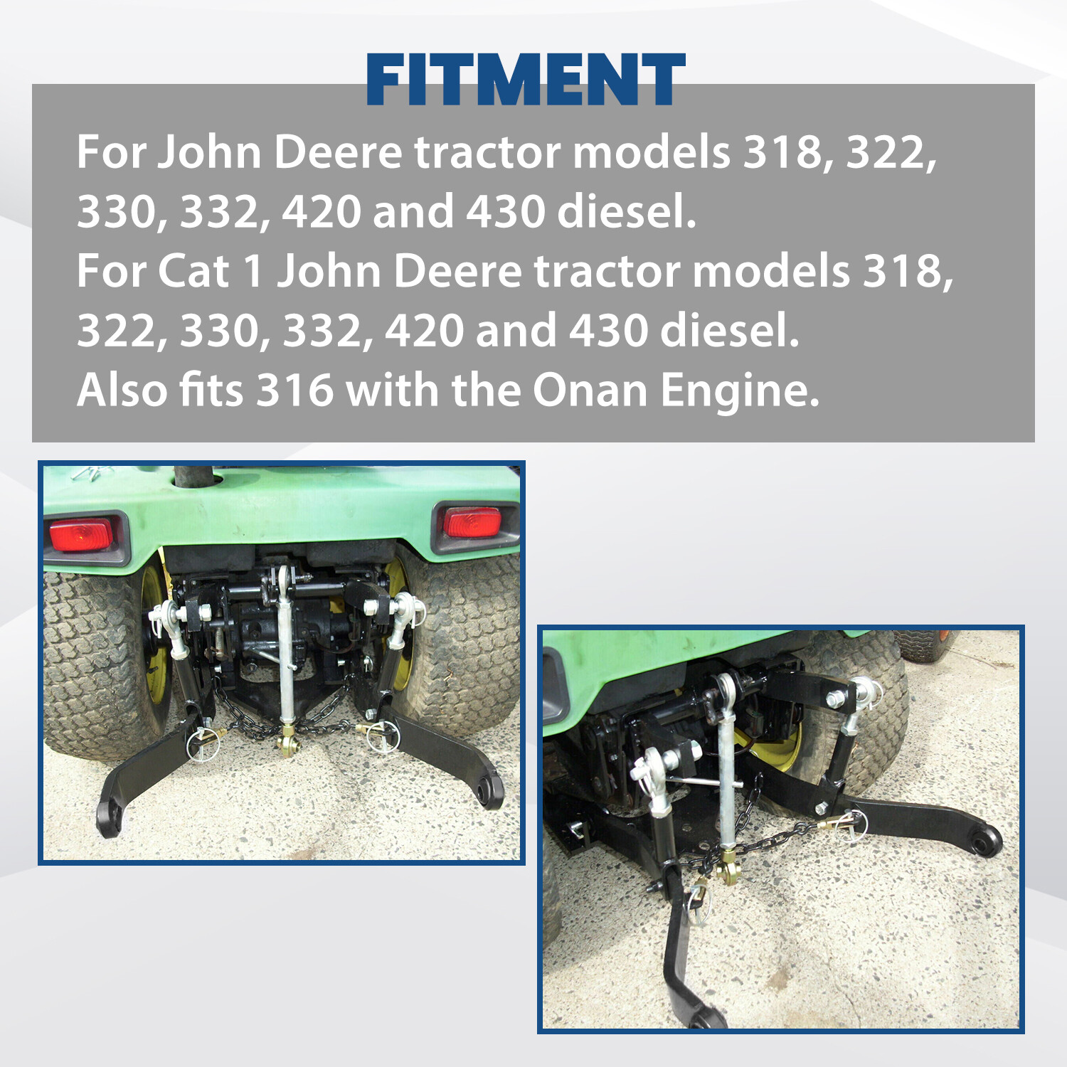 3 point Hitch Kit fits John Deere 318 322 330 332 420 430