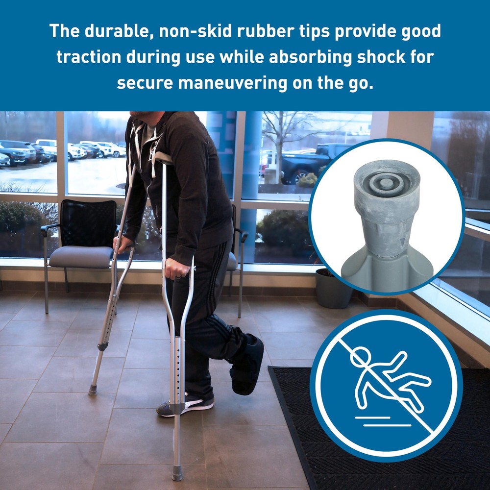 Aluminum Crutches, Medium (Pair) - Adjustable Height (5'2" - 5'10"), Lightwei...