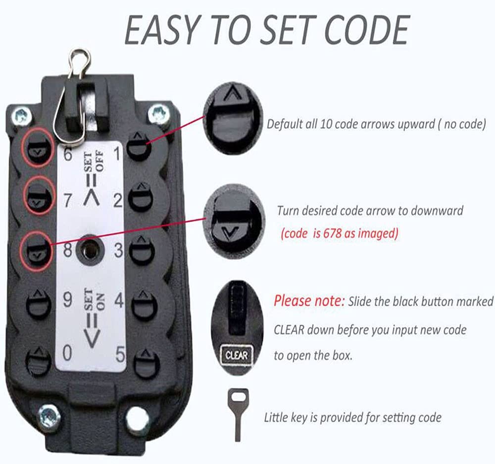 Key Lock Box for House Key, Lock Box with Combination Lock Wall Mount, 10 Dig...
