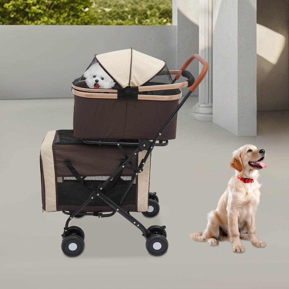 Foldable Pet Stroller w/wheel Adjustable Dog & Cat Stroller For Small&medium Dog
