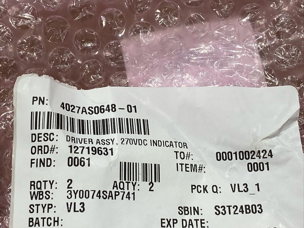 Driver Assy 270VDC Indicator 4027AS0648