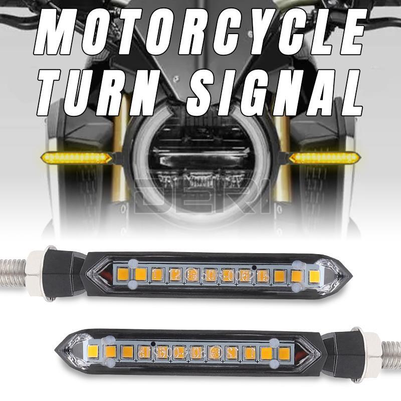 2X LED Motorcycle Turn Signal Indicator Light Flowing Sequential Amber Universal