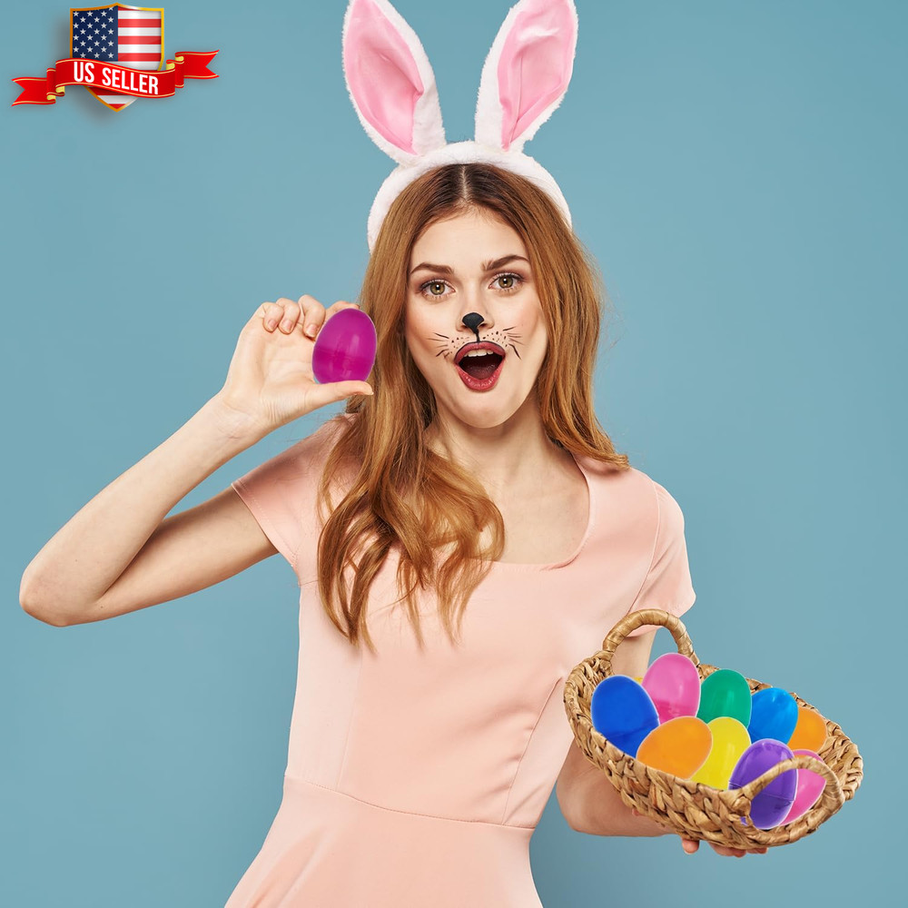 Fillable Easter Eggs with Hinge Bulk Colorful Bright Plastic Easter Eggs, Perfec