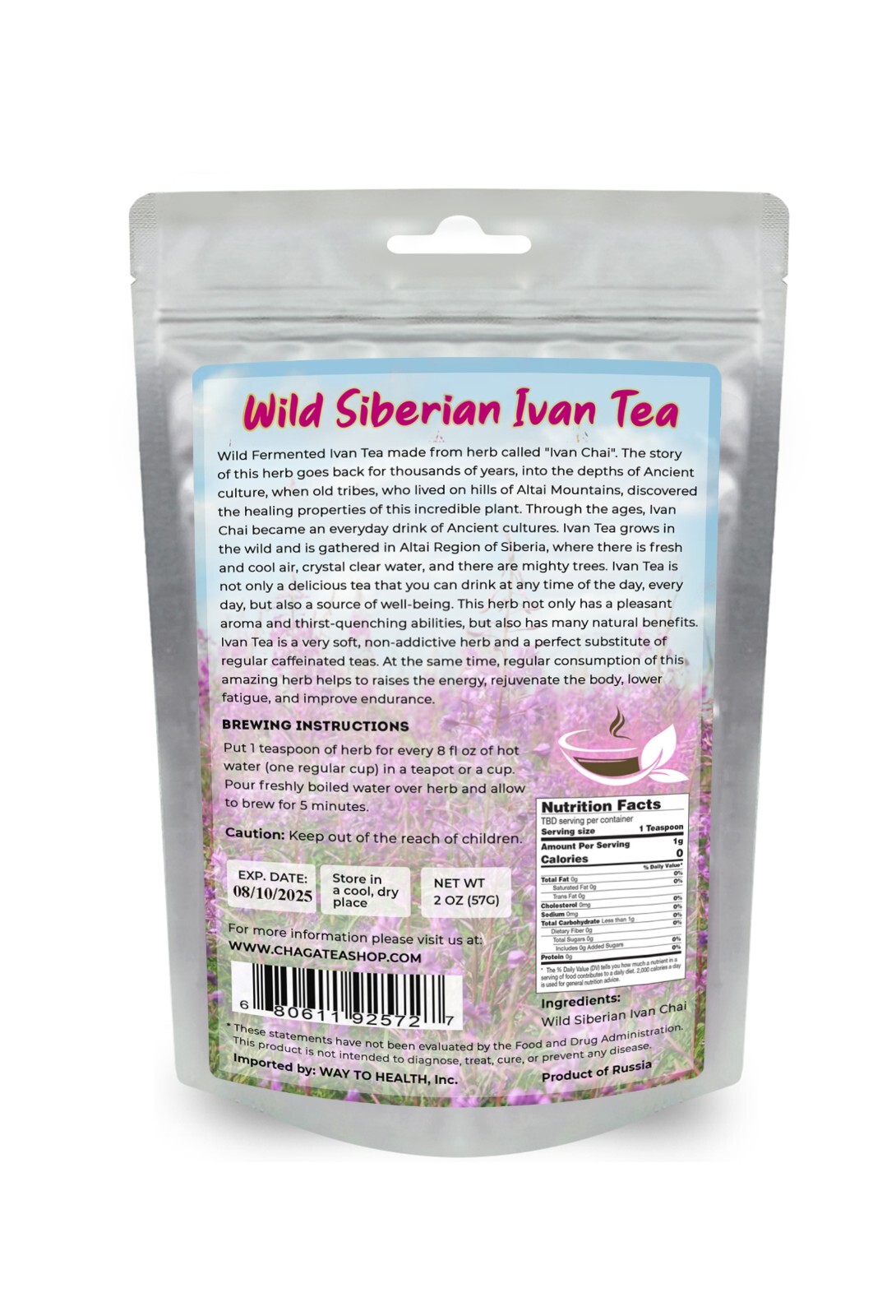Siberian Fermented Wild Ivan Chai Loose Herbal Tea All Natural, No Caffeine