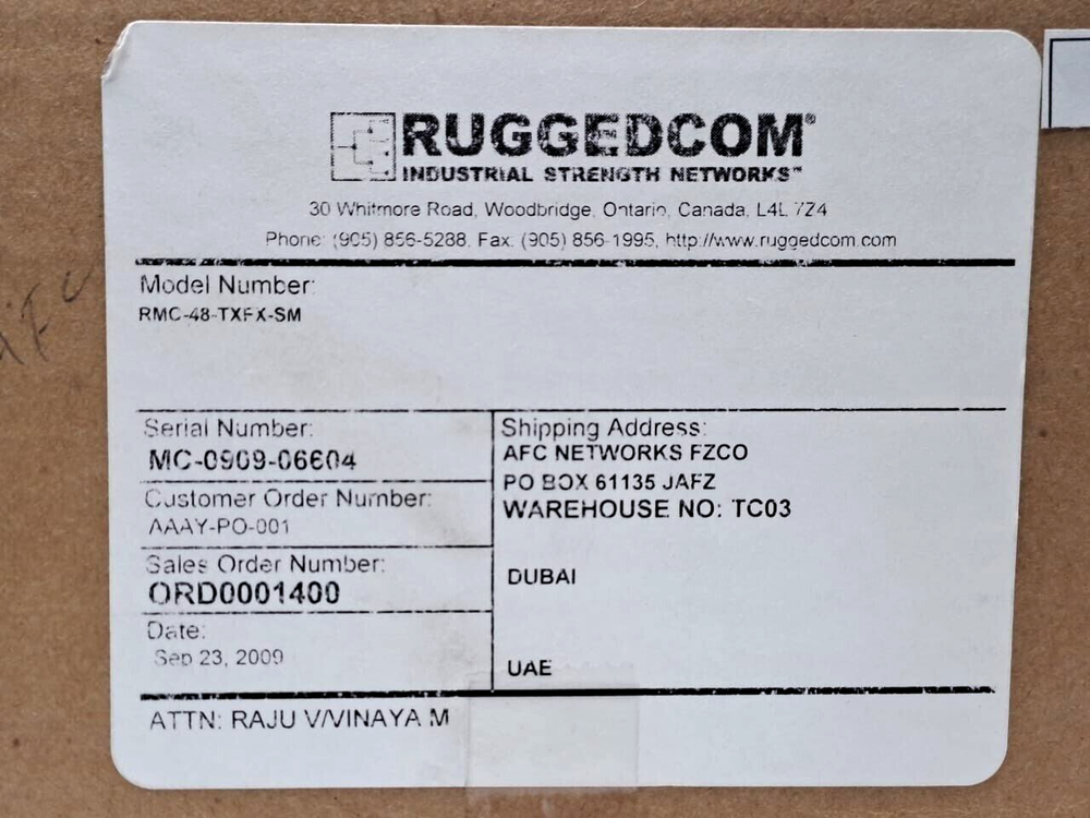 RUGGEDCOM RMC-48-TXFX-SM SWITCH INDUSTRIAL STRENGTH NETWORKS
