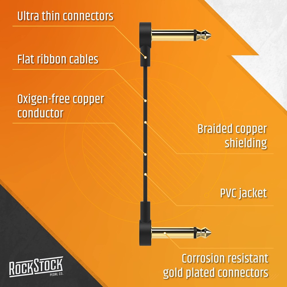 Rock Stock 2 Guitar Patch Cables 3-Pack - Right-Angle, Black
