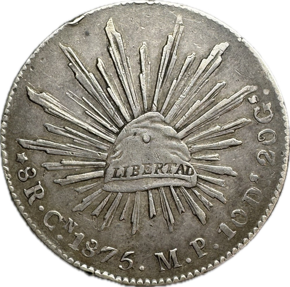 Mexico 1875 Peso Silver Coin - EF Condition