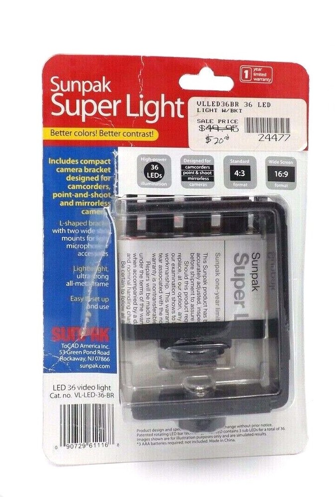 Sunpak Super Light 36 high-powered LEDs with Bracket