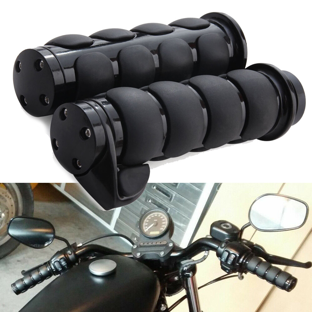 1" Motorcycle Chrome Black Hand Grips Handlebar for Harley Yamaha Honda Kawasaki