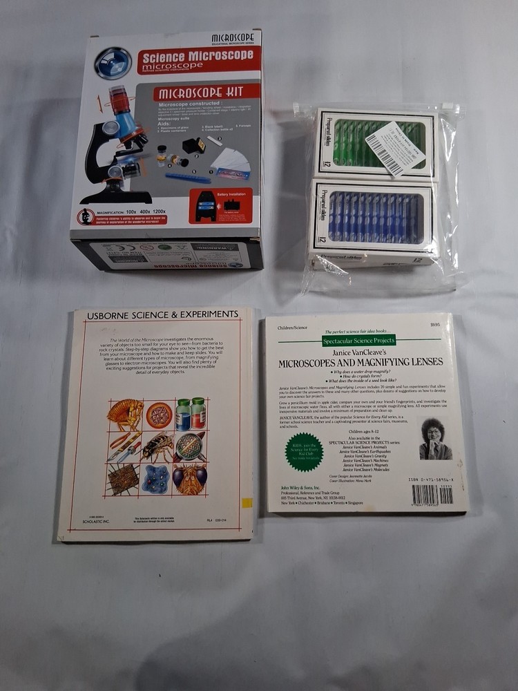 Science Microscope Educational Series Gift Set Slides Books