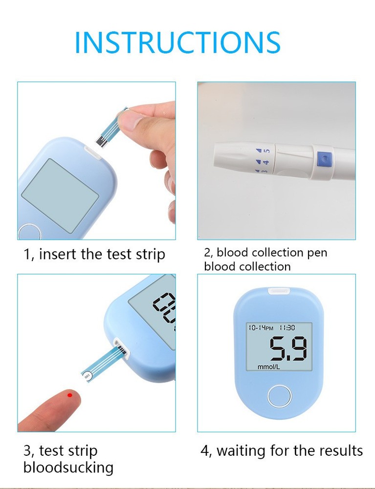 No Code Glucose Meter - Automatic Blood Sugar Tester with Strips for Home Use