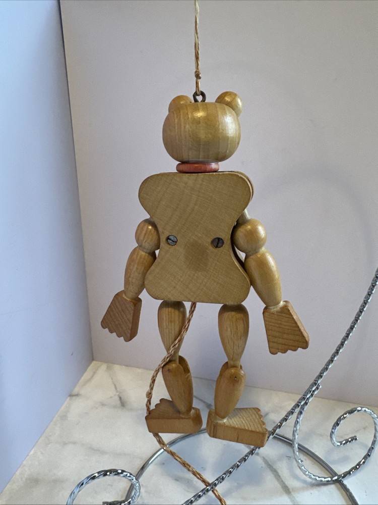 Vtg Original M Gschnitzer Austria Monkey Wood Pull String Toy Jointed 40