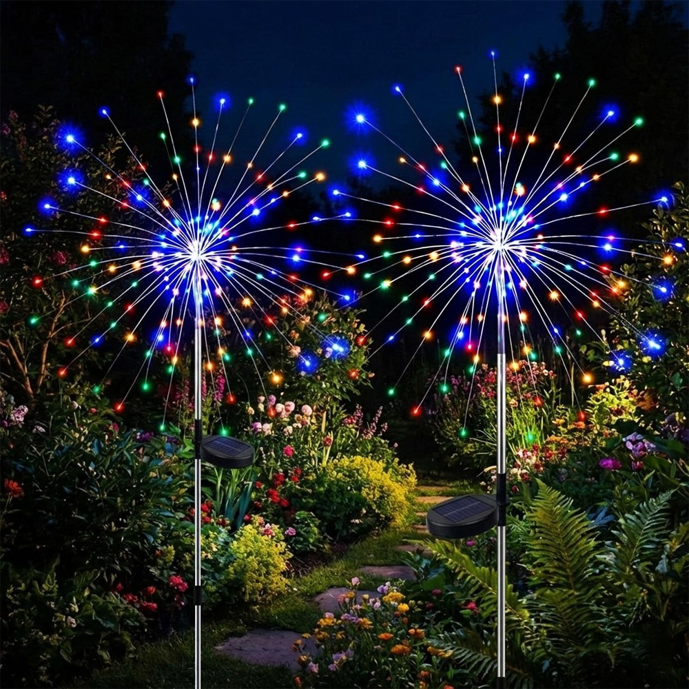 colcutee 2 Pack Solar Firework Lights Outdoor, Adjustable 2 Pack, Multicolor