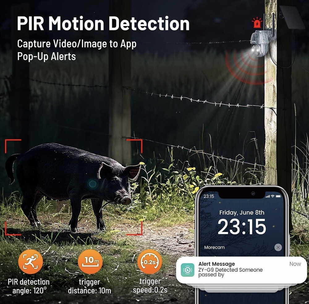 4G LTE Cellular Trail Camera with 2K Live Streaming Playback, Built-in SIM Card